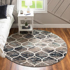 Rugs.com Lattice Frieze Collection Rug – 7' Round Blue Multi Medium Rug Perfect by Rugscom