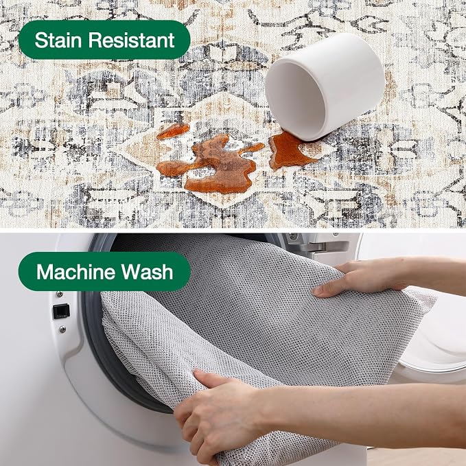 LUMI Washable Area Rug 5x8 for Living Room, Ultra Soft Stain Resistant Carpet - Image 7