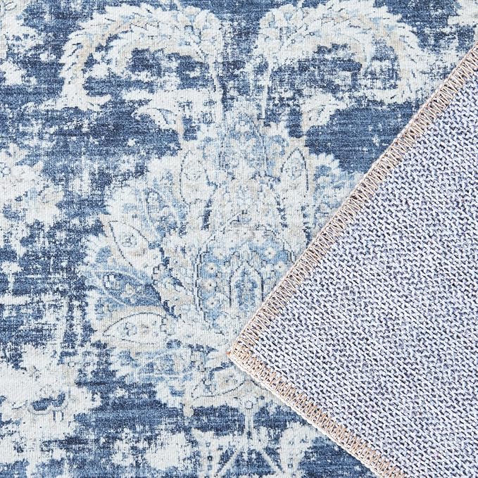 jinchan Hallway Runner Rug 3x7 Machine Washable Runner Rug Dark Blue Vintage - Image 6