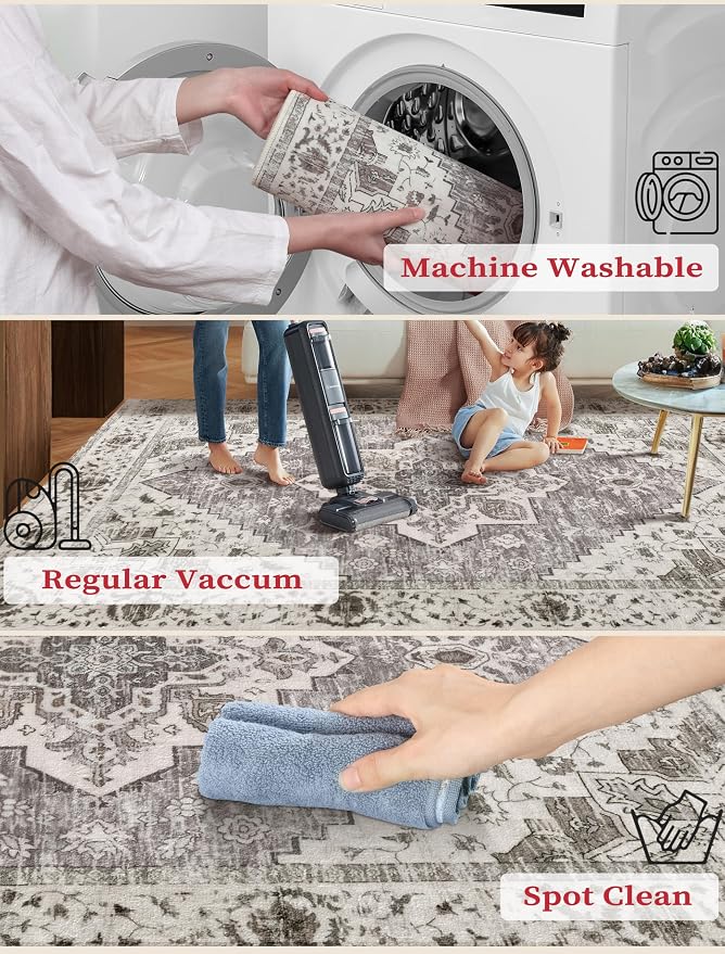 SERISSA Boho Washable Runner Rug, 2x5 Rug Non-Slip Vintage Earth Tone Hallway - Image 3