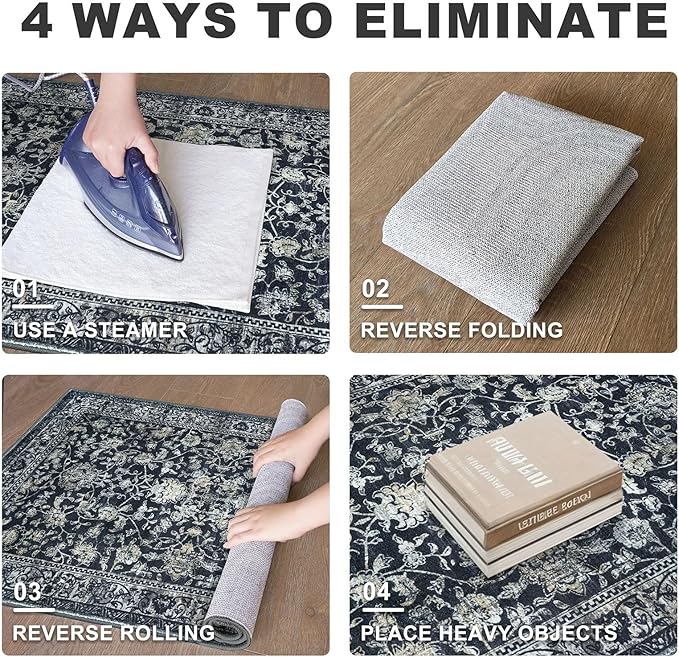 KILOCOCO Area Rug 5x7 Living Room Rug Washable Printed Vintage Floral Non Slip - Image 2