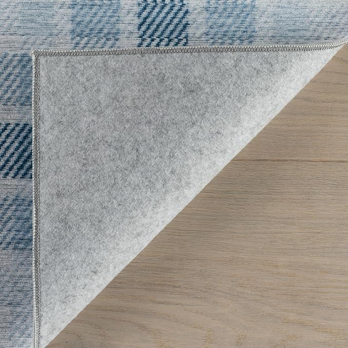 Dash & Albert Andri Plaid Blue Machine Washable Rug, 4 X 6 Feet - Image 6