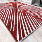 Alfa Rich 3x5 Geometric Red Burgundy Off White Washable Area Rugs by AlfaRichRugs