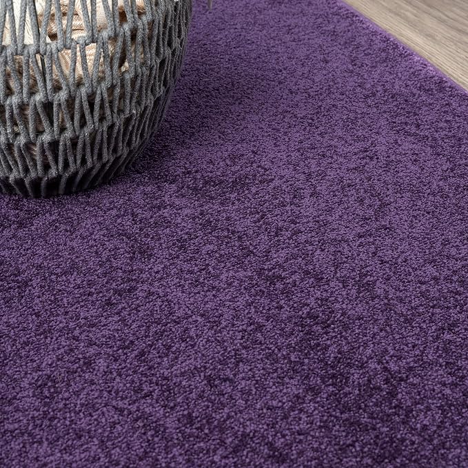 JONATHAN Y Haze Solid Low-Pile Purple Runner Rug 2x16, Minimalist, Easy-Cleaning - Image 3