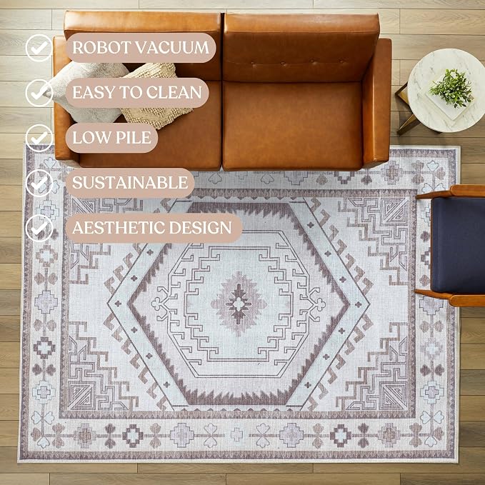 Fame Living Washable Area Rug. Modern Farmhouse. Vintage. Turkish. Bohemian. - Image 3