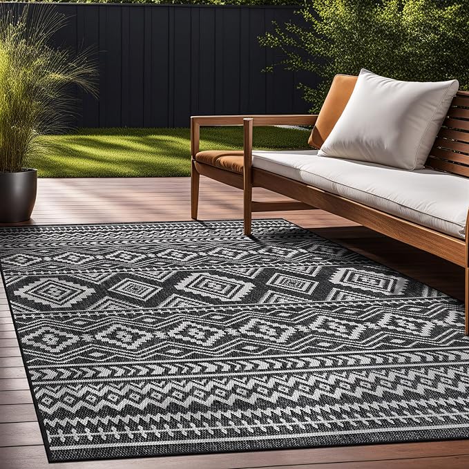Beverly Rug Waikiki Boho Indoor Outdoor Rug 6x9, Washable Outside Carpet - Image 9