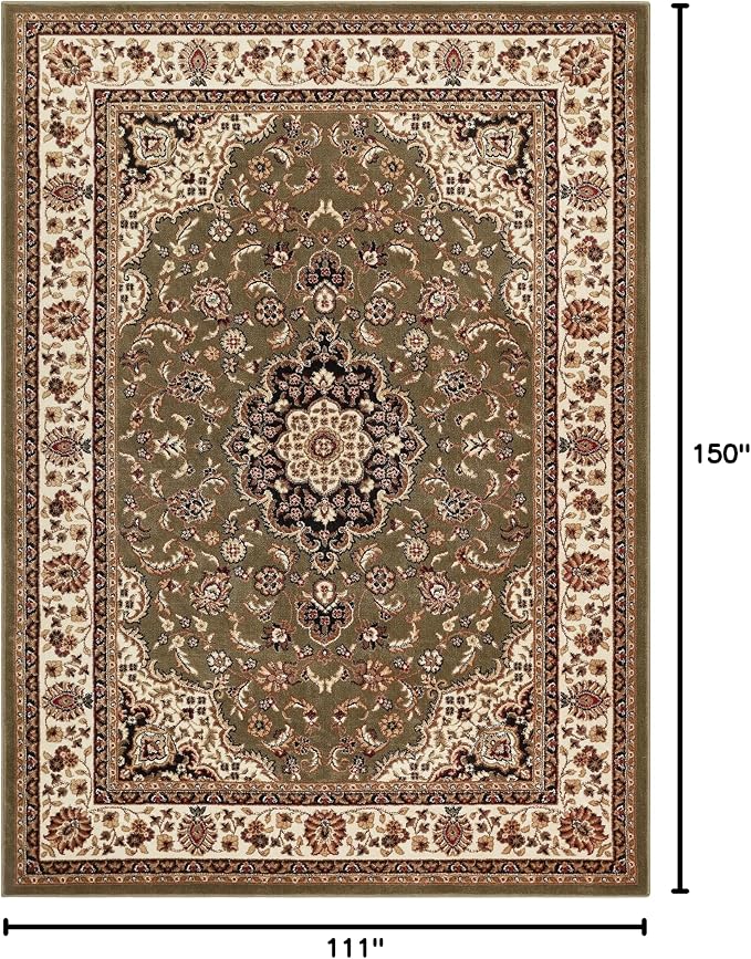 Well Woven Barclay Collection Medallion Kashan Green 9x12 Area Rug - Image 2