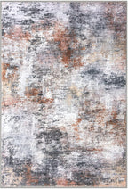 Modern Abstract Entryway Rug Indoor 2x3 Washable Non-Slip Soft Grey Orange - Image 9