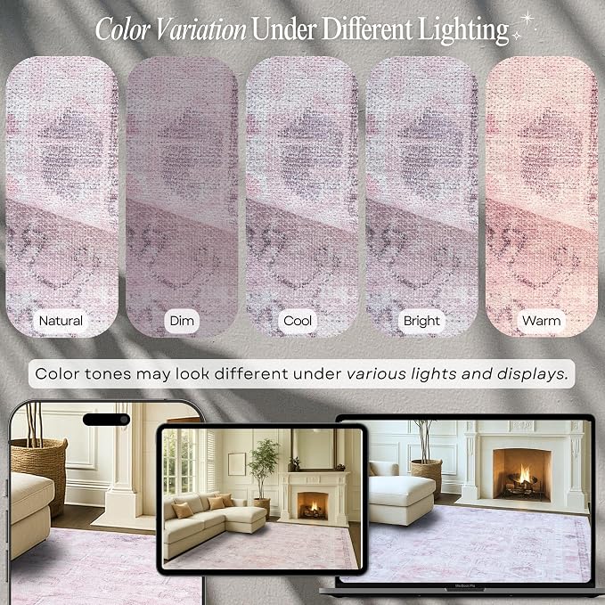 Fame Rugs Turkish Rug. Washable Vintage Oriental Antique Inspired Traditional - Image 4