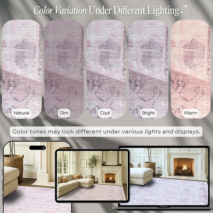 Fame Rugs Turkish Rug. Washable Vintage Oriental Antique Inspired Traditional - Image 4
