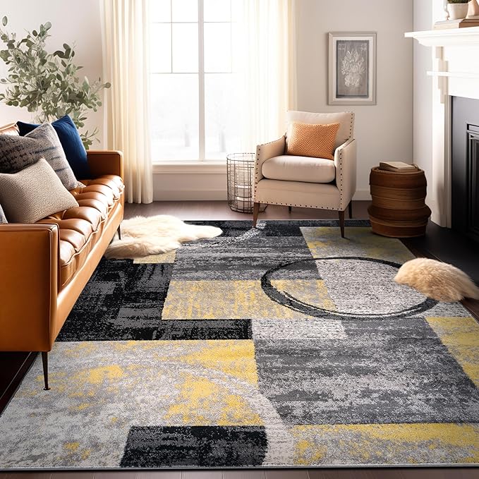Rugshop Contemporary Circle Design Area Rug, Fade-Resistant Carpet by Rugshop
