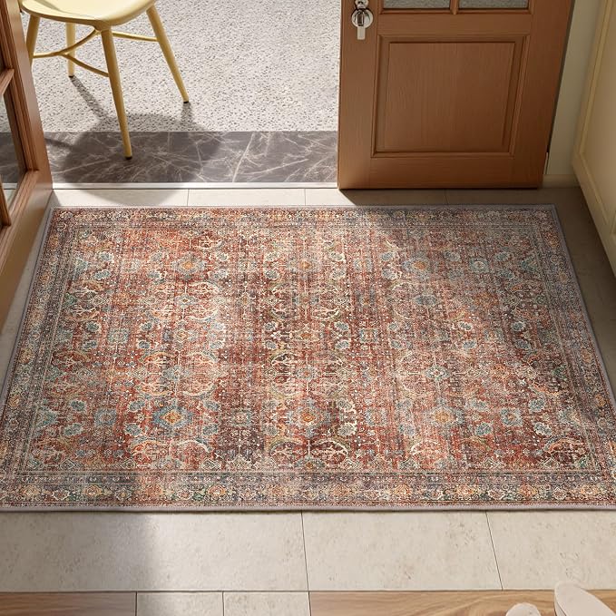 GENIMO 2x3 Area Rugs for Living Room, Machine Washable Non Slip Vintage Rugs - Image 2