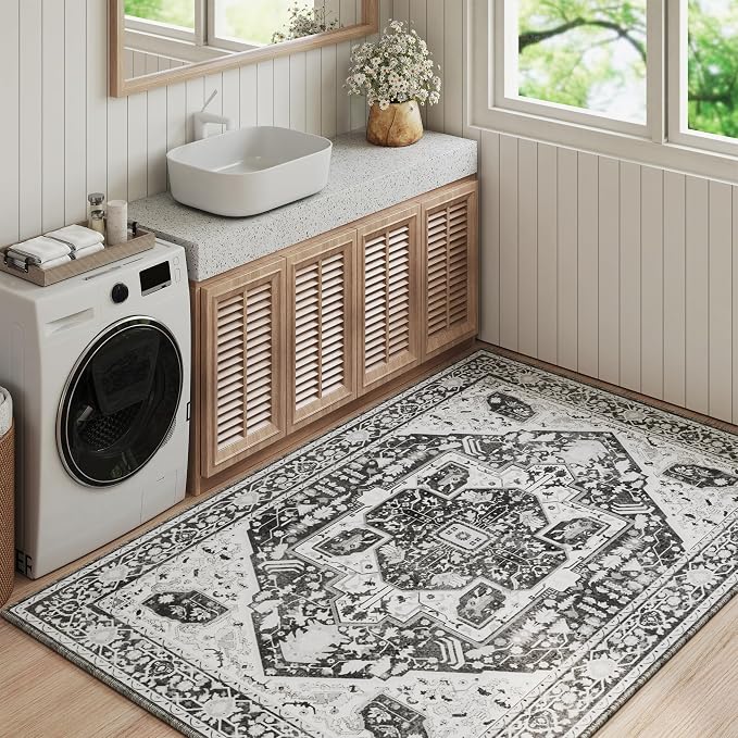 EnHomee 4x6 Washable Area Rugs for Bedroom, Boho Vintage Rugs, Foldable Area - Image 8