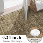 HelloTree Vintage Area Rug 4x6 Brown Entryway Office Washable Carpet Non Slip - Image 6