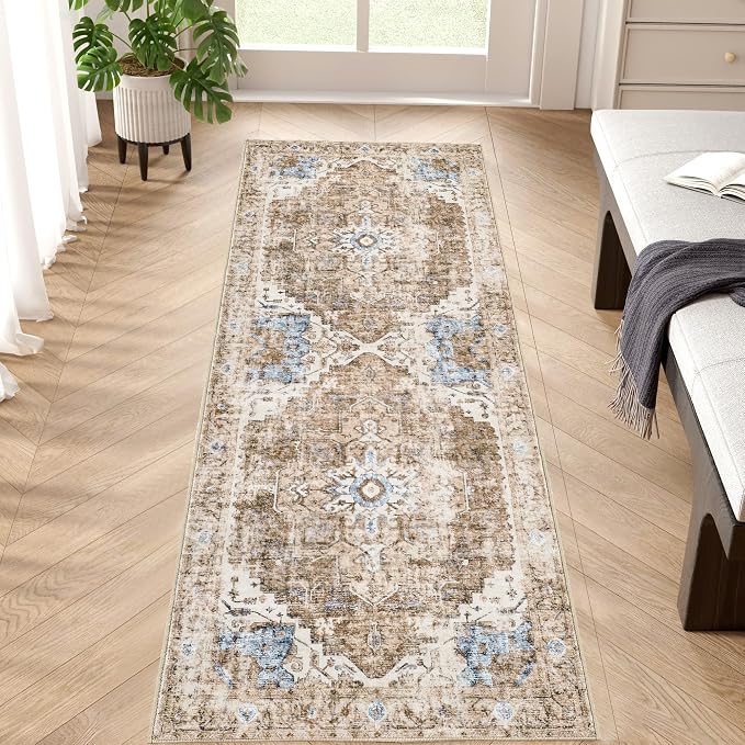jinchan Kelda Runner Rug 2x5 Washable Rug Soft Hallway Runner Indoor Vintage by JINCHAN