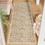DUKINO 2x6 Runner Rug for Hallway, Washable Vintage Floral Kitchen Rug by DUKINO