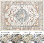 6x9 Area Rugs Living Room: Washable Boho Large Neutral Vintage Soft Rug Stain - Image 9