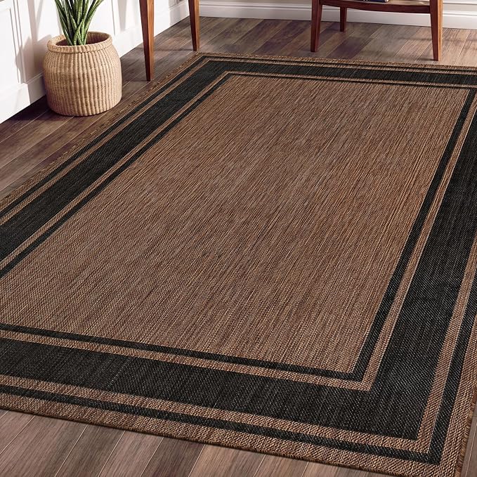 Beverly Rug Outdoor Rug 8x10 Modern Bordered Area Rugs - Image 4