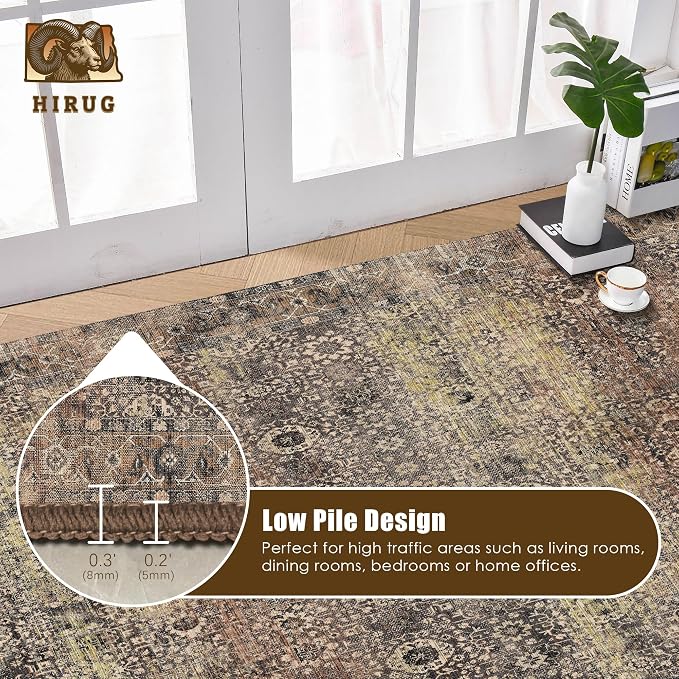 Washable Area Rug 4' x 6' Vintage Traditional Persian Mat - Image 5