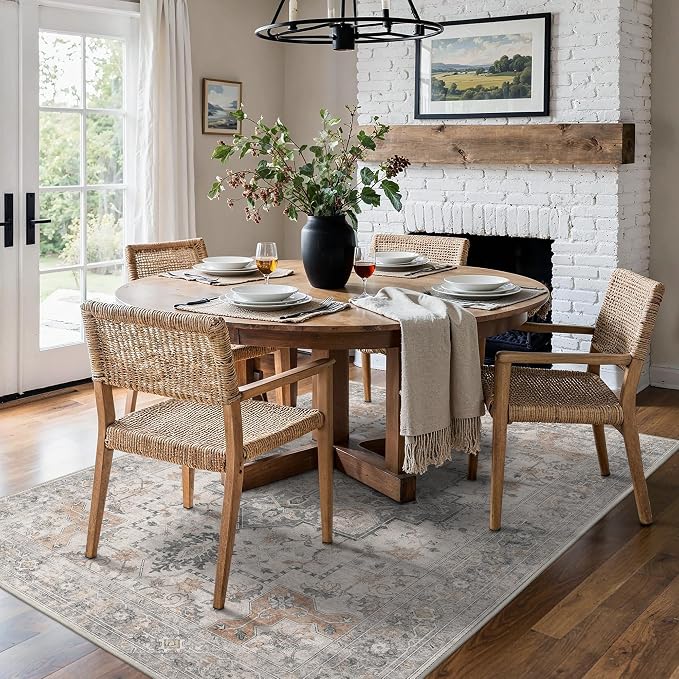 5X7 Area Rugs for Living Room, Machine Washable Non Slip Vintage Rugs, Low Pile - Image 4