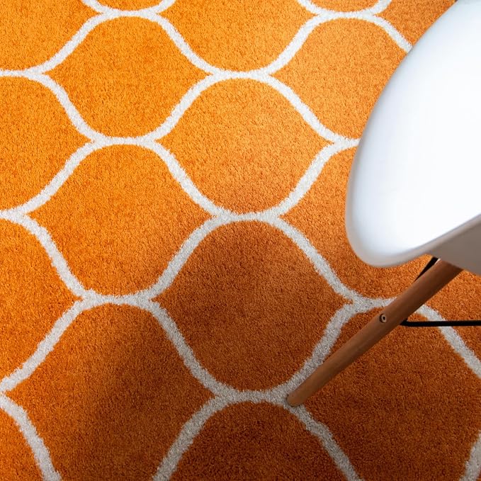 Rugs.com Lattice Frieze Collection Rug – 5' Round Orange Medium Rug Perfect - Image 5