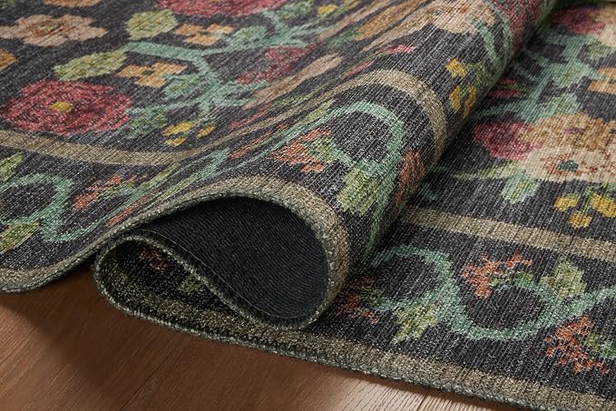 Loloi Rifle Paper Co. Rosa Collection RSA-01 Black 2'-6" x 9'-6" Runner Rug - Image 7
