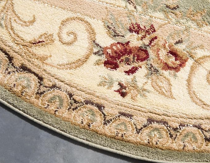 Rugs.com Chateau Collection Rug – 6 Ft Round Green Medium Rug Perfect - Image 10