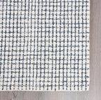 Hand-Tufted 100% Wool Pile Area Rug – Geometric Textured Grid Check Pattern – - Image 3