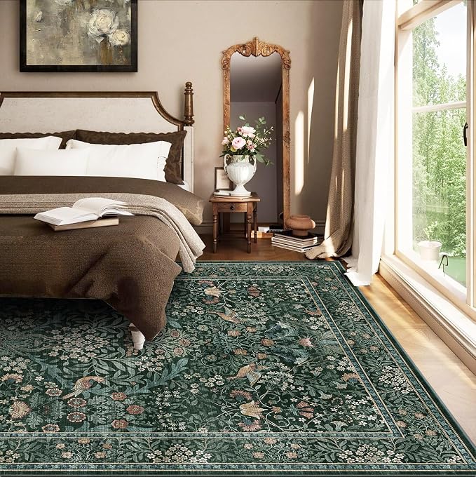 6x9 Floral Washable Area Rug for Living Room, Vintage Boho Rugs for Bedroom - Image 3