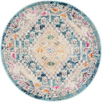 SAFAVIEH Madison Collection 3' Round Dark Blue / Yellow MAD418N Boho Diamond - Image 2