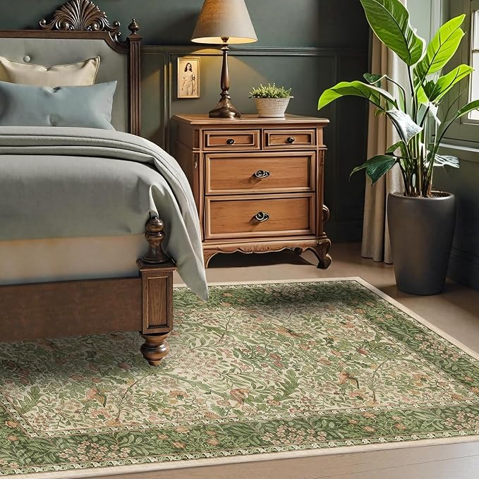 3x5 Floral Washable Area Rug for Living Room, Vintage Boho Rugs for Bedroom - Image 3