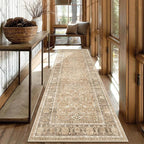 2.6x8 Runner Rug for Hallways Vintage Distressed Non Slip Long Carpet Floral - Image 3
