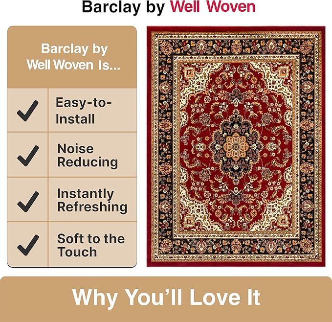 Well Woven Barclay Collection Medallion Kashan Red 8x10 Area Rug - Image 5