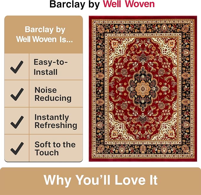 Well Woven Barclay Collection Medallion Kashan Red 6x9 Area Rug - Image 5