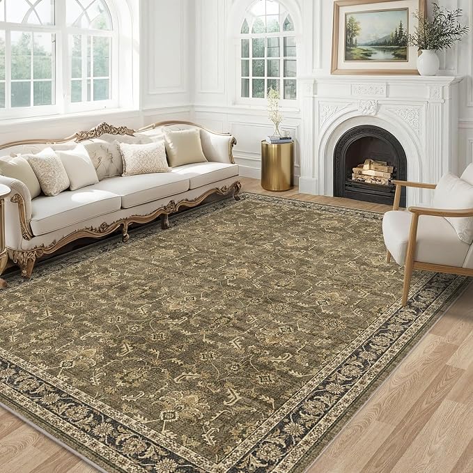 Washable Area Rug 5x7 Brown Rugs by HOME