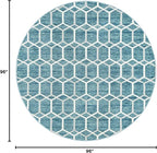 Rugs.com Lattice Trellis Collection Rug – 8 Ft Round Blue Low-Pile Rug Perfect - Image 2