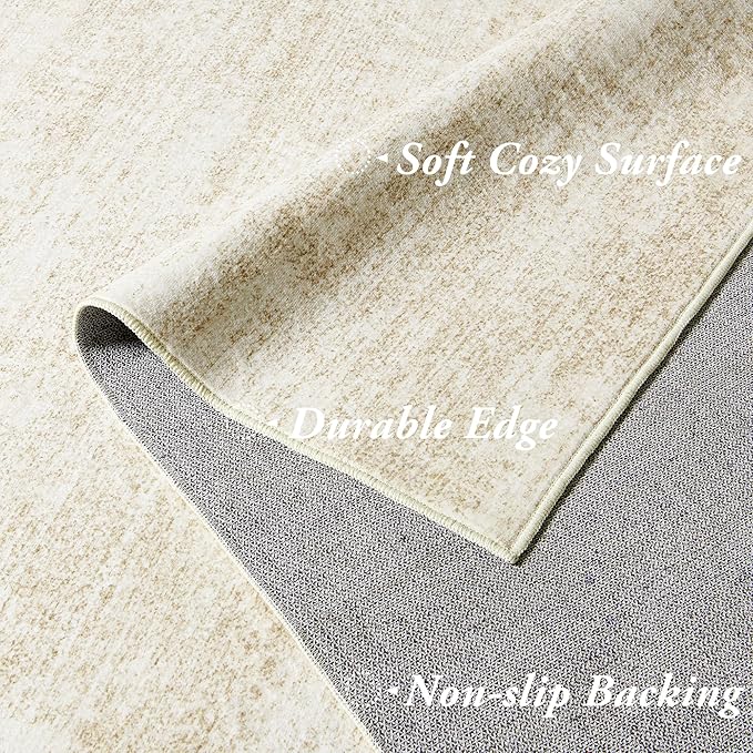 4x6 Rug for Entryway, Washable Non Slip Boho Neutral Abstract Modern Farmhouse - Image 3