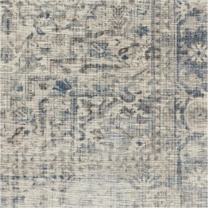 RUGGABLE Washable Vintage Area Rug – Kamran Blue Quartz 6 ft Round, - Image 4
