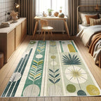 Ambesonne Mid Century Modern Decorative Rug, Abstract Circles Leaves and - Image 2