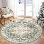 Round Rug Living Room Rugs: 6x6 Washable Boho Neutral Large Circle Soft Indoor - Image 7