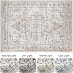 8x10 Area Rugs Living Room: Washable Boho Large Neutral Vintage Soft Rugs Stain - Image 9