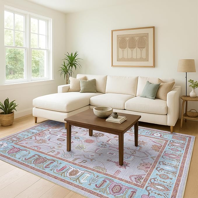 Fame Living Pink Oushak Rug, Area Rugs - Image 2