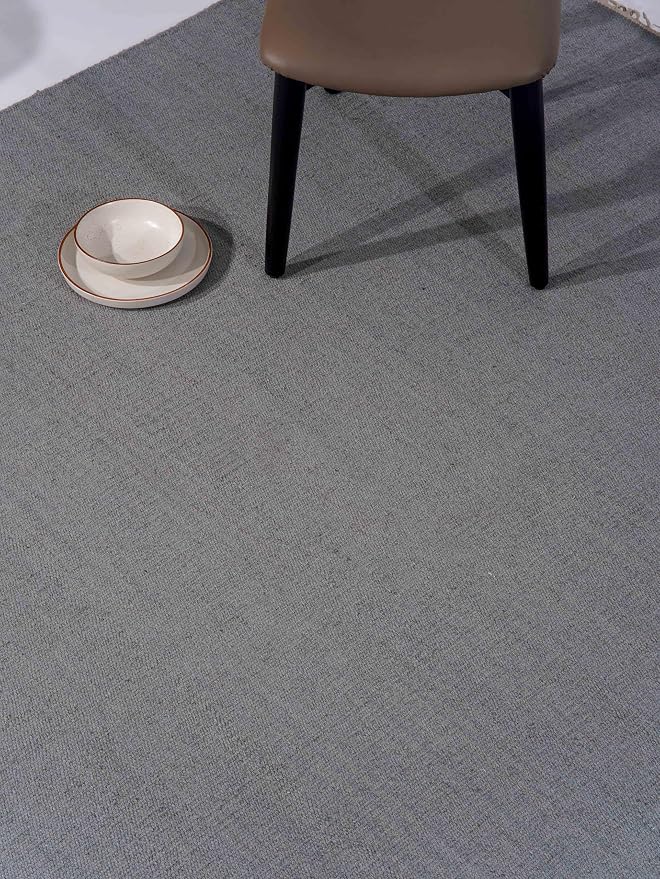 Rugsotic Carpets Hand Woven Flat Weave Kilim Wool 3'x5' Area Rug Solid Silver by GetMyRugsLLC