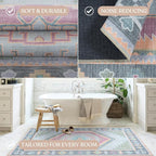 Fame Living Washable Area Rug. Modern Farmhouse. Vintage. Turkish. Bohemian. - Image 5