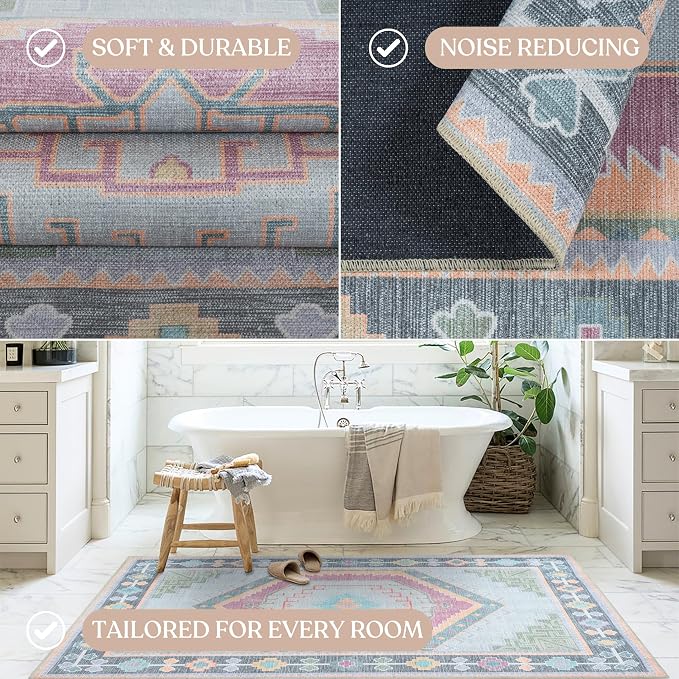 Fame Living Washable Area Rug. Modern Farmhouse. Vintage. Turkish. Bohemian. - Image 5