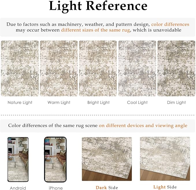 Beige Area Rug 6x9 Machine Washable Modern Abstract Living Room Carpet Non Slip - Image 2