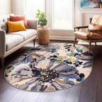 Rugshop Cream Bright Flowers Non Slip Non-Shedding Oval Area Rug by Rugshop