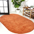 Eyely UES100M-5OV Haze Solid Low-Pile Orange 5 ft. x 8 ft. Oval Area Rug by eyely