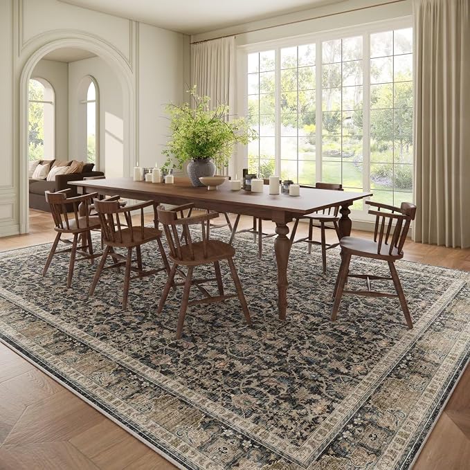 Washable 10x14 Area Rugs for Living Room, Boho Non-Slip Vintage Distress Large - Image 3