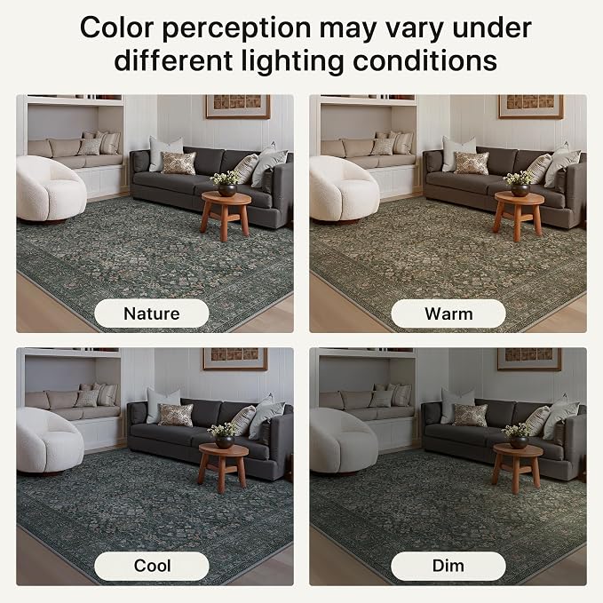 Bavni Washable Rugs 8x10-Machine Washable Rug Lightweight Low Pile, Vintage - Image 8